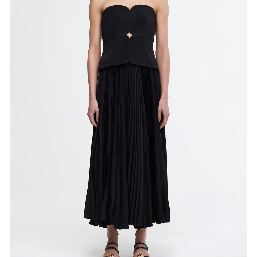 Acler Black Pleated A-Line Maxi Dress